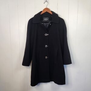 London Fog Black Classic Trench Coat Rain Jacket Size Small